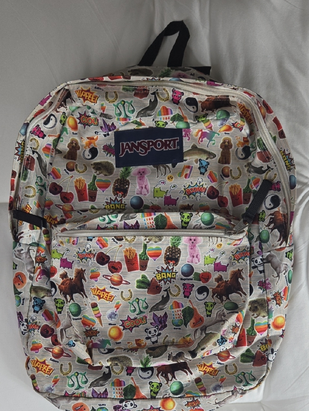 Jansport White Multi Emoji & Icon Print Kids Backpack